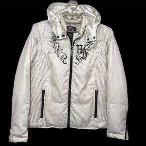 🏍️ |•HARLEY-DAVIDSON•| Cream & Brown Puffer Hooded Coat